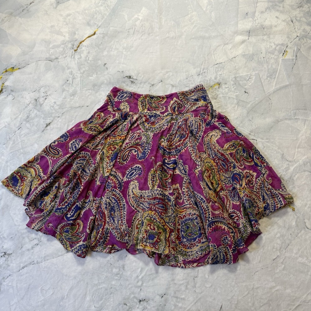 Ralph Lauren LRL Skirt Womens Sz‎ Large Multicolor Purple Paisley Peasant Gypsy